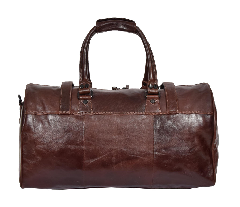 DR329 Brown Luxury Leather Holdall Travel Duffle Bag 5