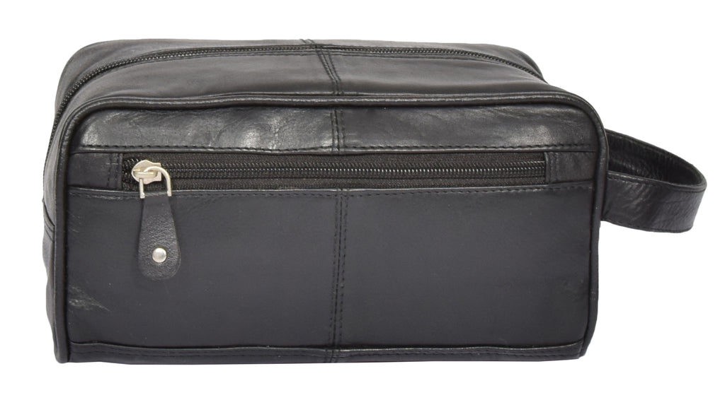 DR328 Real Leather Black Wash Toiletry Bag 5