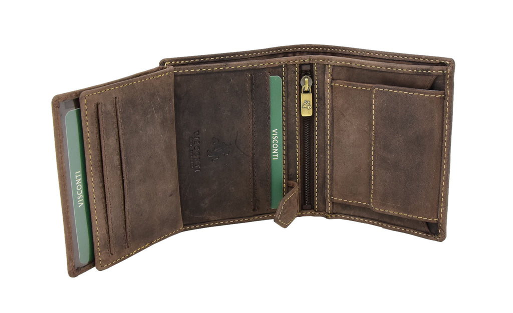 DR403 Men's Bifold Vintage Leather Wallet Brown 6