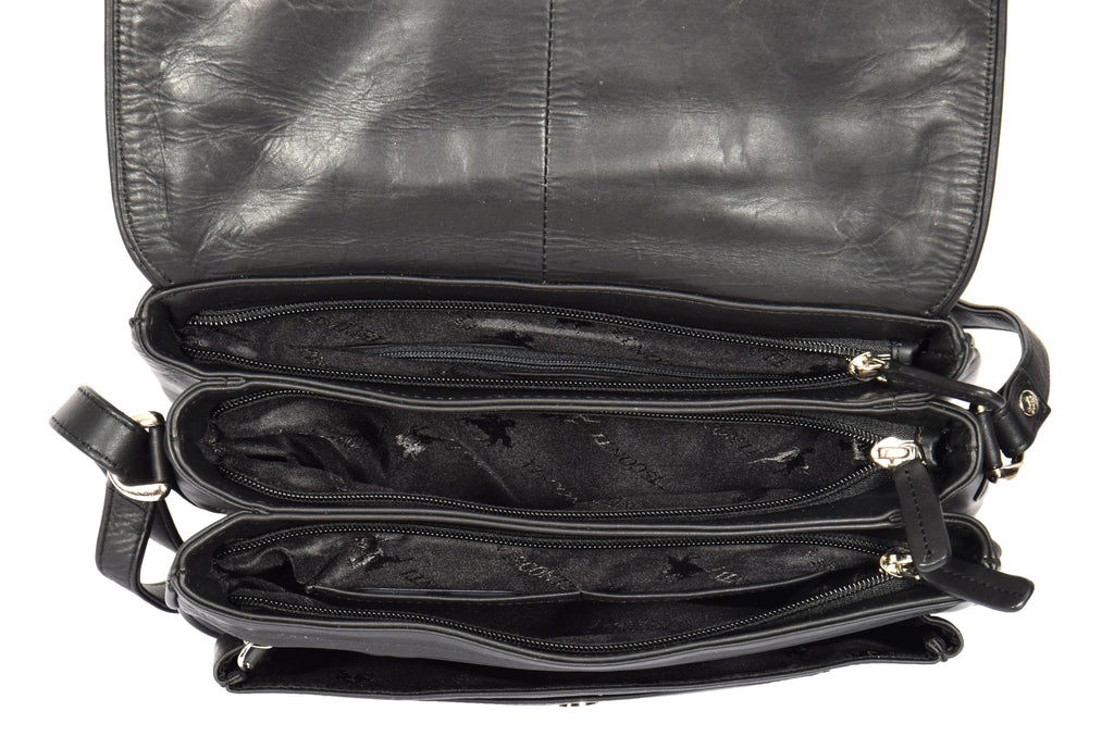 DR364 Women's Classic Cross Body Leather Bag Black 8