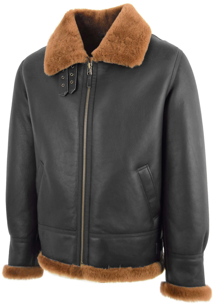 DR166 Men's Sheepskin Classic Leather Jacket Brown 4