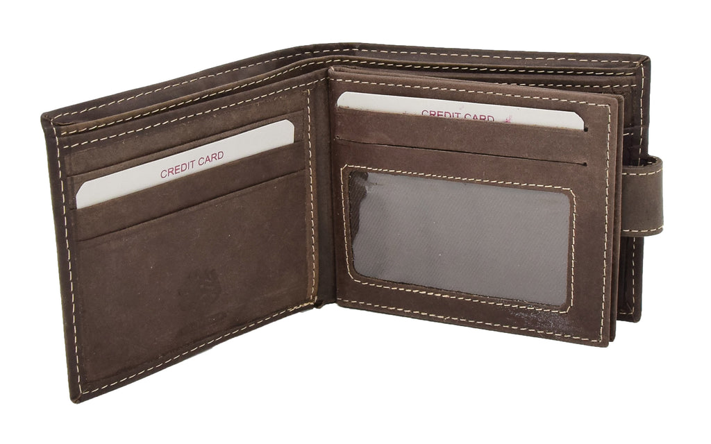 DR408 Men's Bifold Leather Notecase Wallet Brown 5