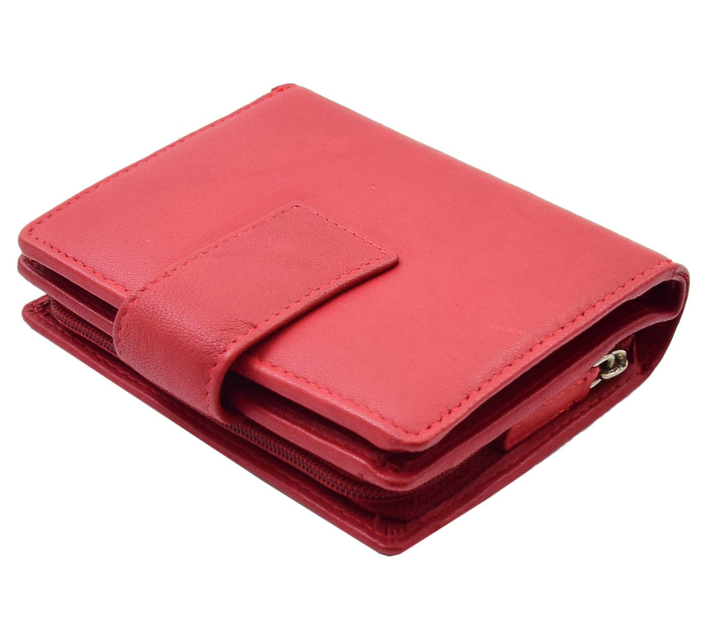 DR447 Women's Leather Purse Booklet Style Wallet Red 5