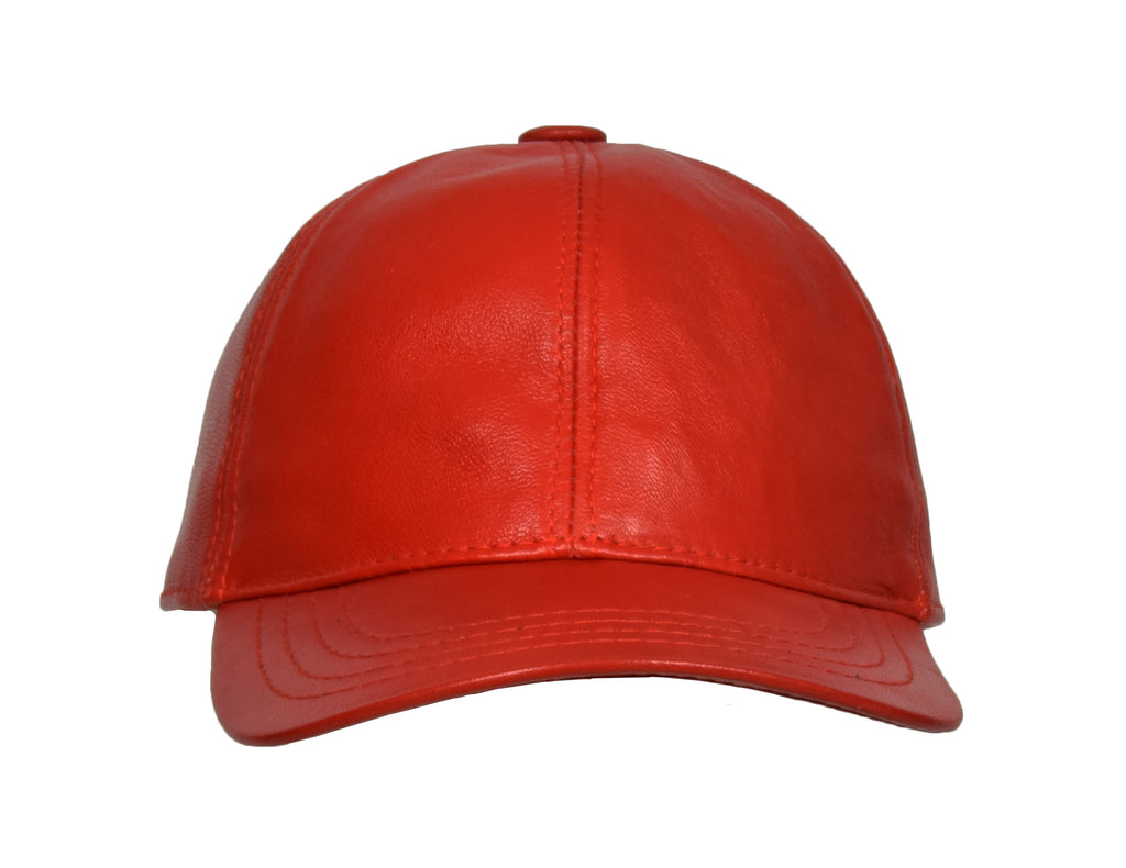 DR395 Classic Leather Baseball Cap Red 5
