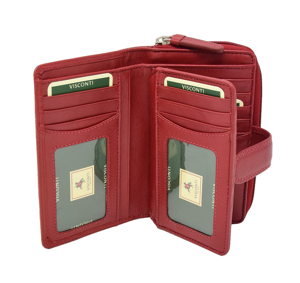 DR427 Women's Leather Booklet Style Purse Red 7