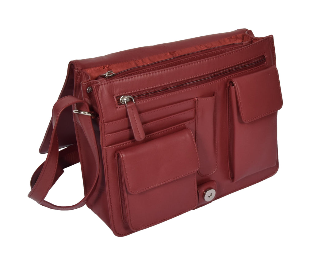 DR363 Women's Leather Cross Body Bag Red 8
