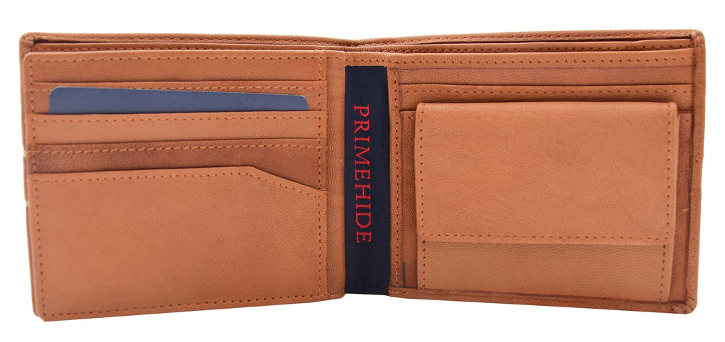 DR441 Men's Real Leather Bifold Wallet Cognac 6