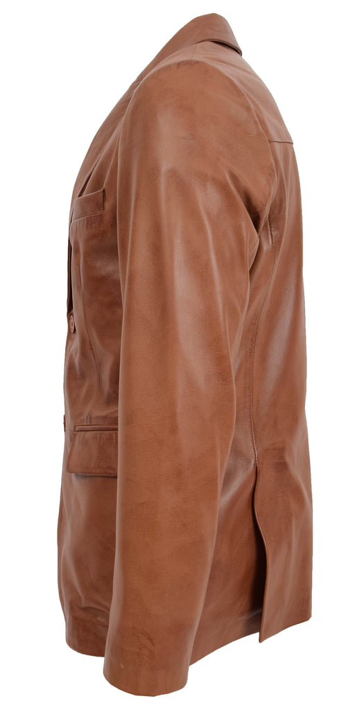 DR170 Men's Blazer Leather Jacket Tan 5