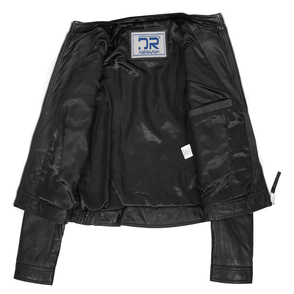 DR261 Women's Detachable Hoodie Biker Leather Jacket Black 6