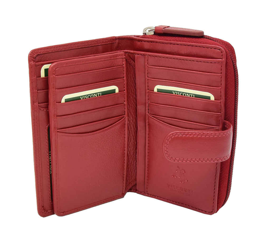 DR427 Women's Leather Booklet Style Purse Red 5