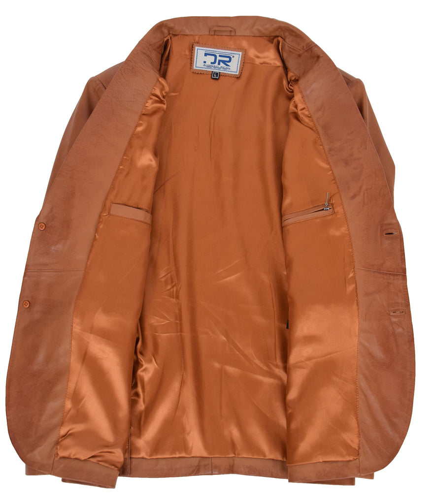 DR170 Men's Blazer Leather Jacket Tan 6