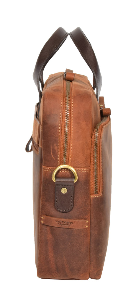 DR382 Men's Cross Body Leather Laptop Bag Tan 5