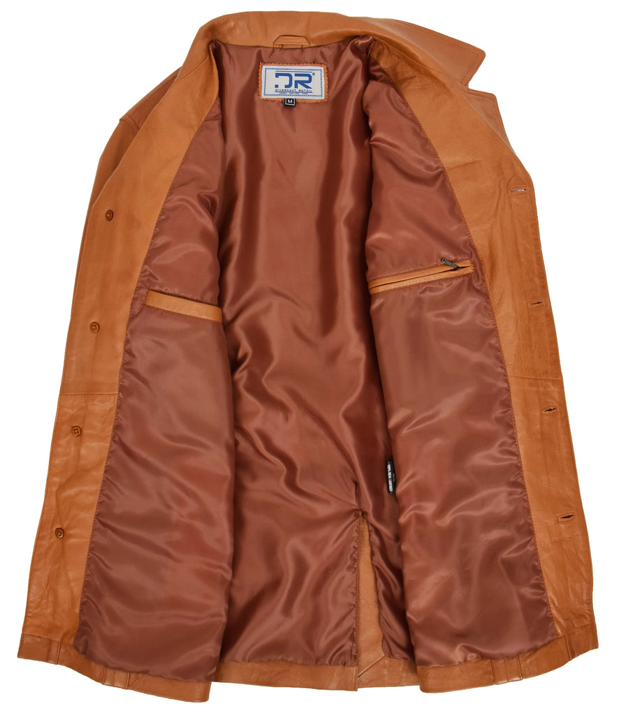 DR144 Men's Classic Sheep Leather Box Jacket Cognac 6