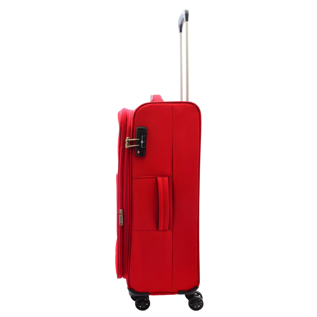 DR499 Lightweight Four Wheel Soft Luggage Suitcase TSA Lock Red 6