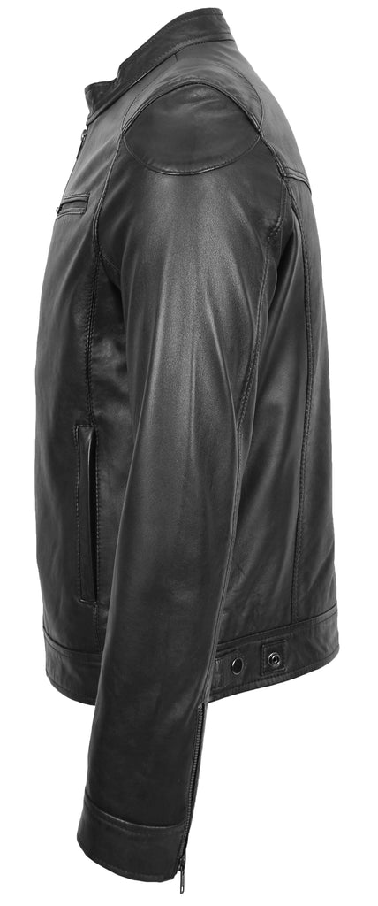 DR139 Men's Vintage Biker Leather Jacket Black 6