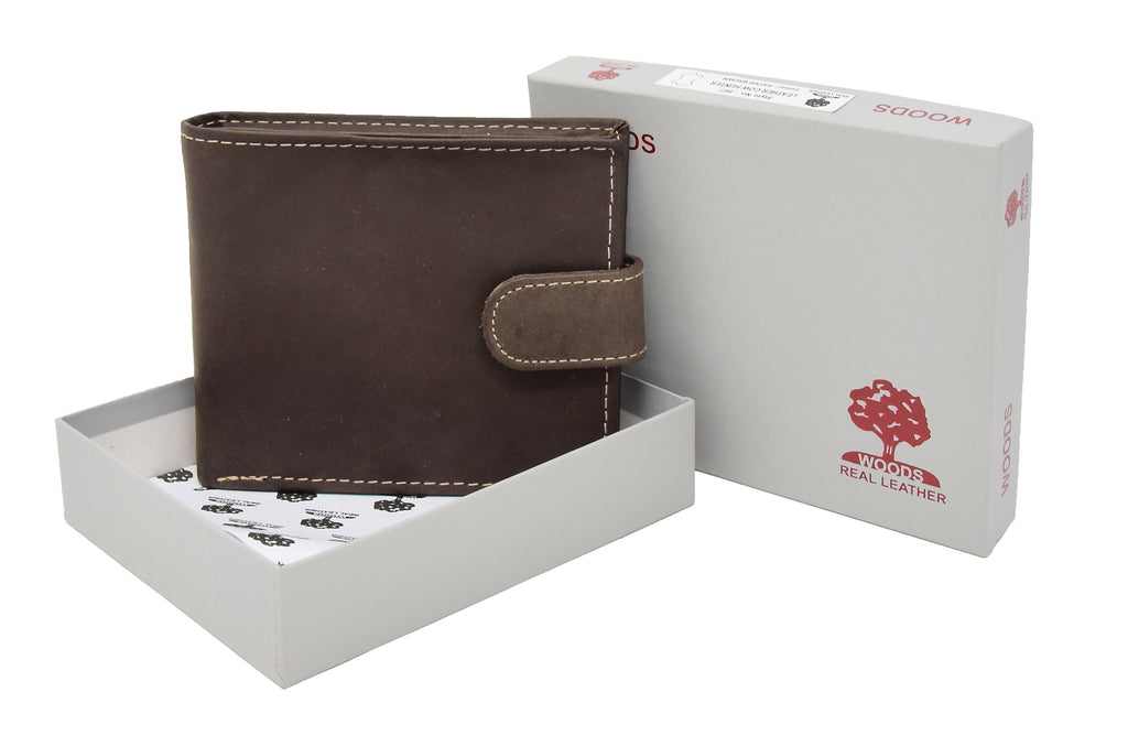 DR408 Men's Bifold Leather Notecase Wallet Brown 6