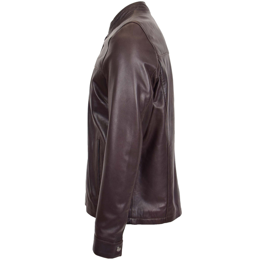 DR142 Men's Nappa Leather Biker Jacket Brown 4