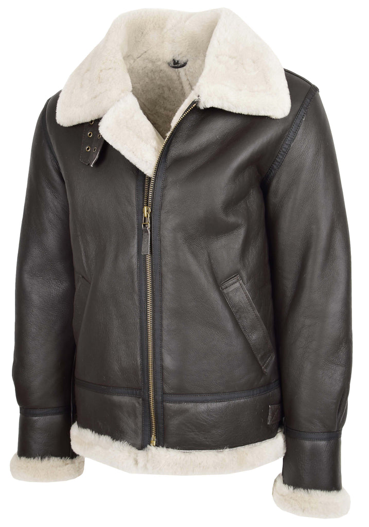 DR166 Men's Sheepskin Classic Leather Jacket White 6