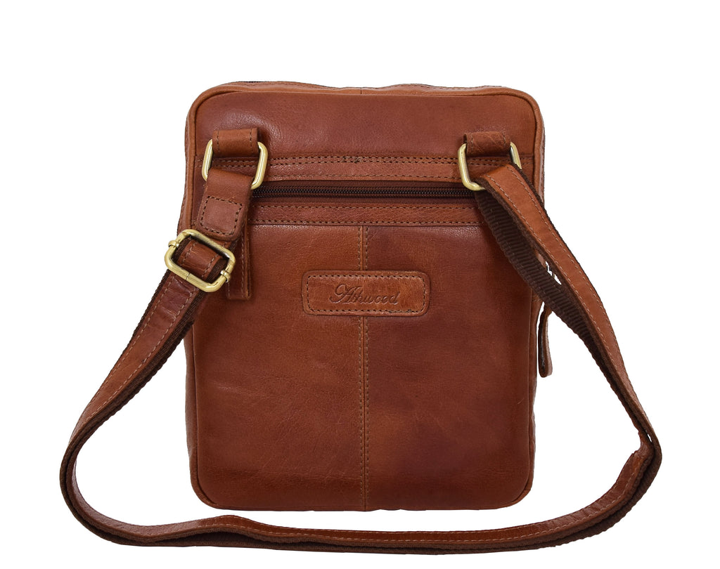 DR287 Real Leather Retro Cross Body Bag Classic Tan 6