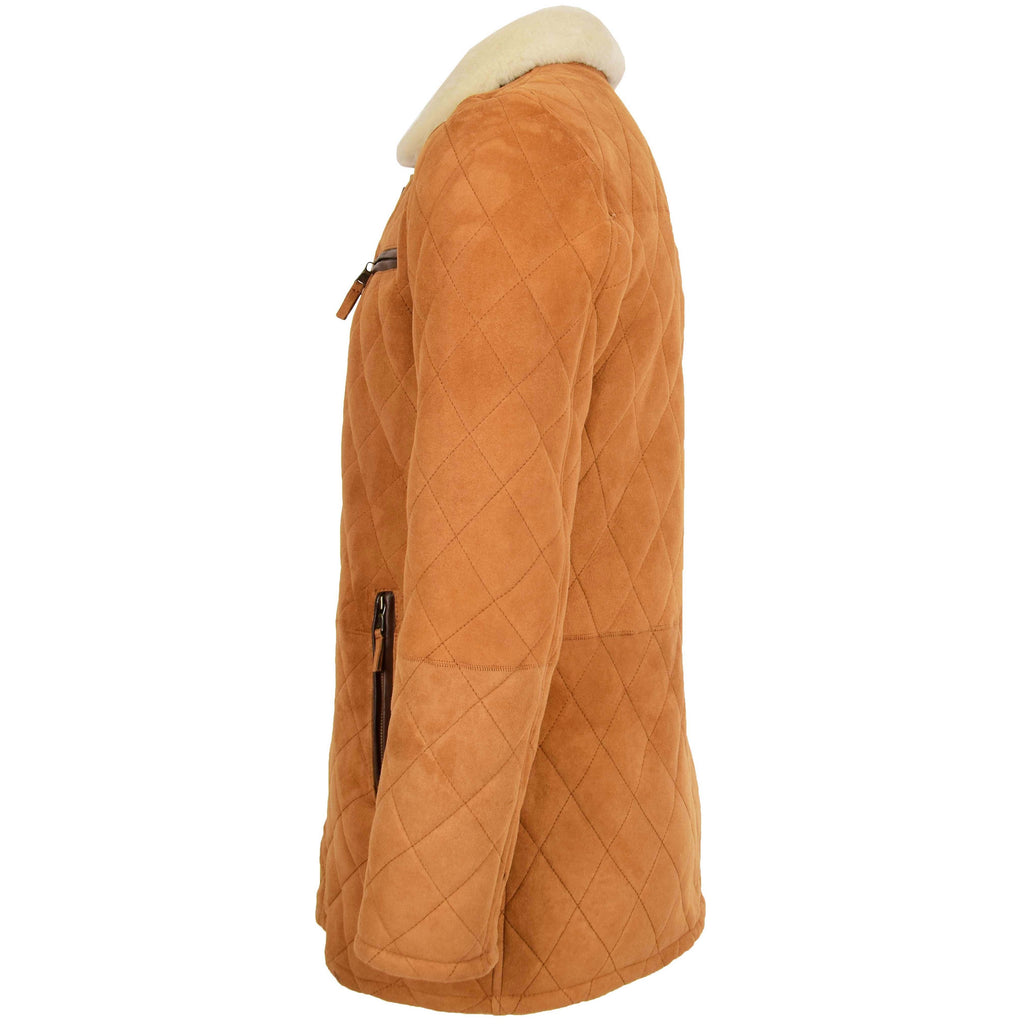 DR148 Men's Classic Sheepskin Jacket Fur Tan 4