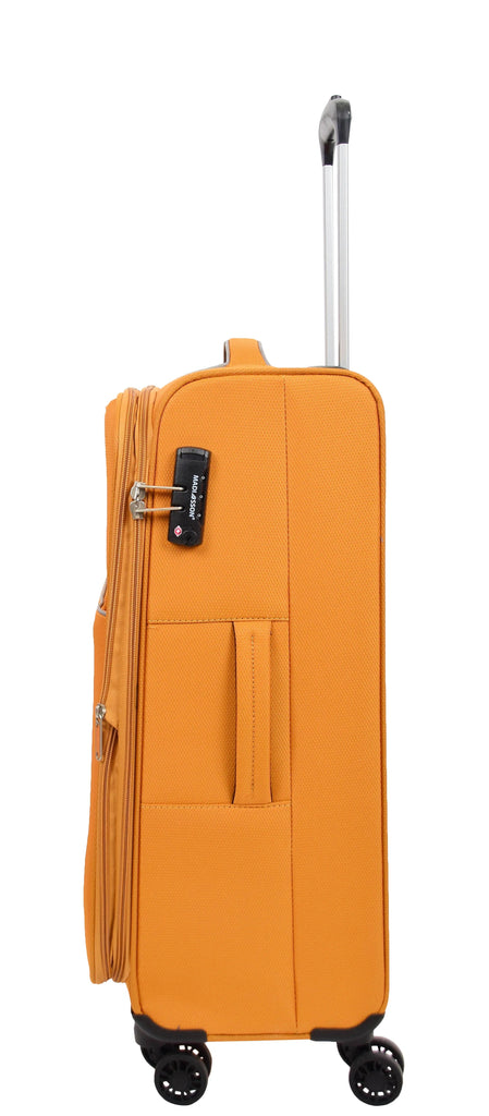 DR499 Lightweight Four Wheel Soft Luggage Suitcase TSA Lock Yellow 6