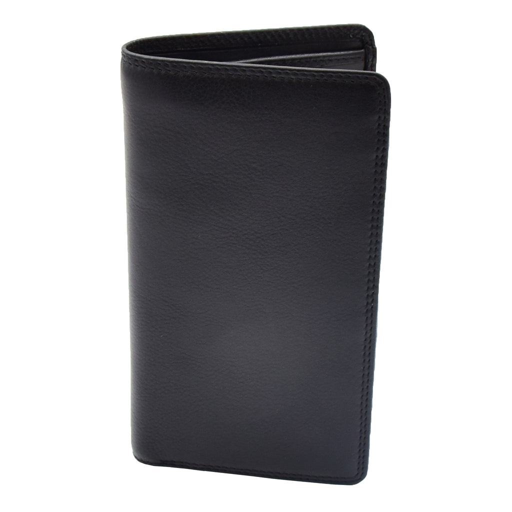 DR452 Real Leather Vertical Bifold Breast Wallet Black 1