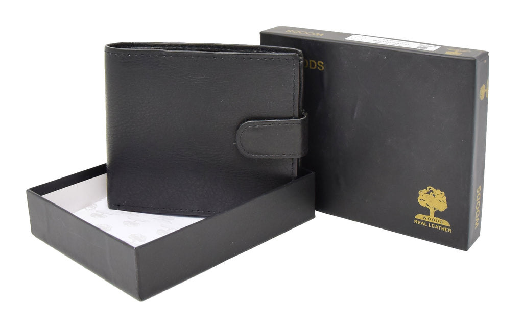 DR408 Men's Bifold Leather Notecase Wallet Black 6