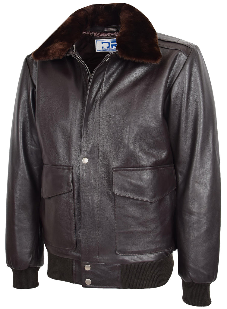 DR174 Men’s Genuine Cowhide Leather Flight Jacket Brown 4