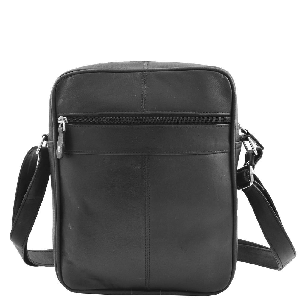 DR333 Men's Real Leather Cross Body Pouch Organiser Flight Bag Black 6