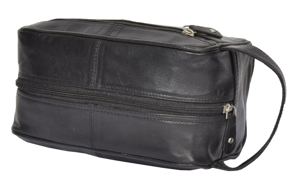 DR328 Real Leather Black Wash Toiletry Bag 6