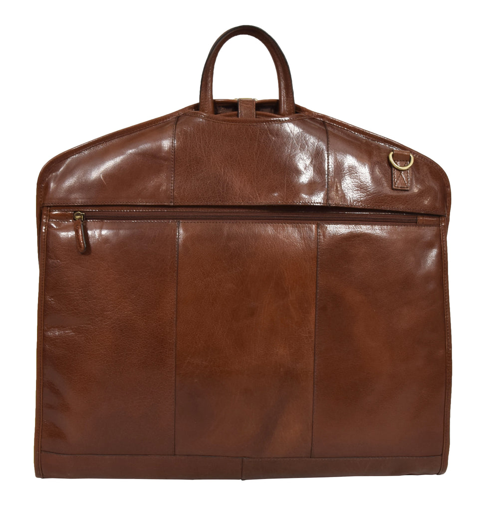 DR281 Buffalo Leather Suit Carrier Garment Bag Chestnut 5