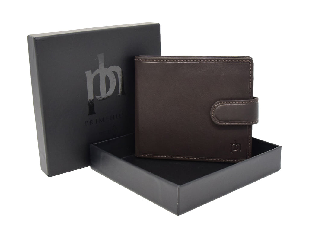DR418 Men's Slim Folding Leather Wallet Brown 6