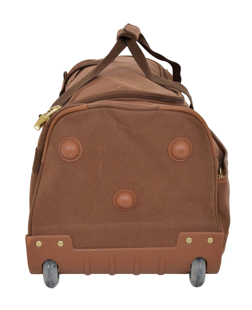 DR484 Faux Leather Mid Size Wheeled Holdall Tan 6