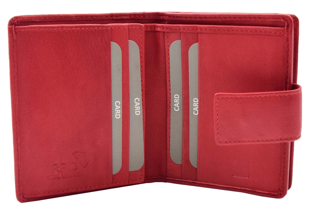 DR447 Women's Leather Purse Booklet Style Wallet Red 6