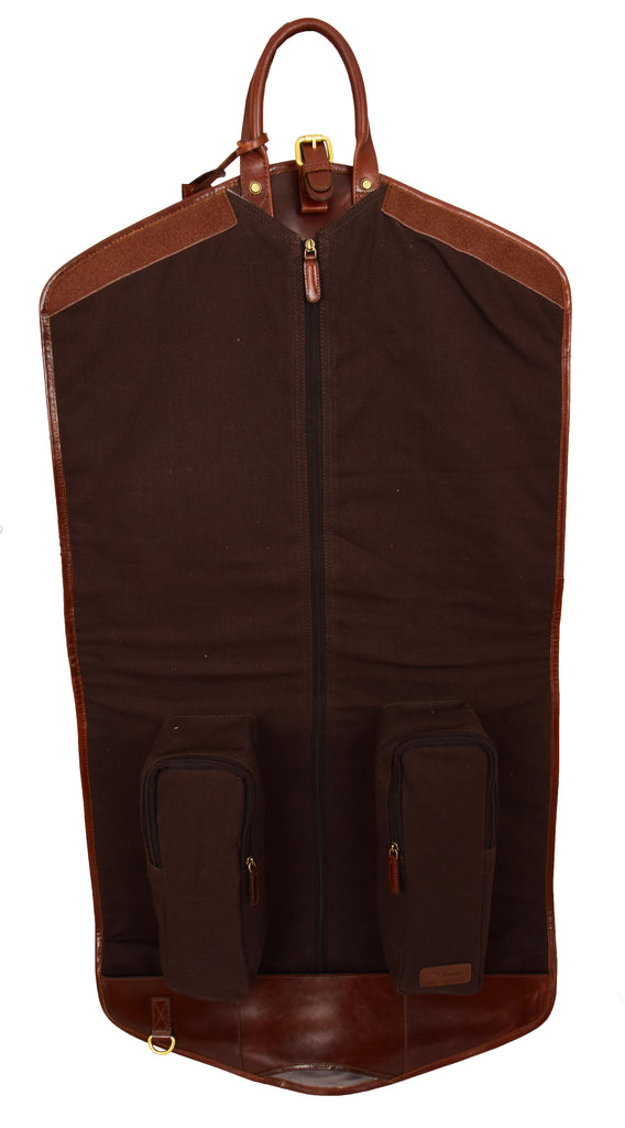 DR281 Buffalo Leather Suit Carrier Garment Bag Brandy 8