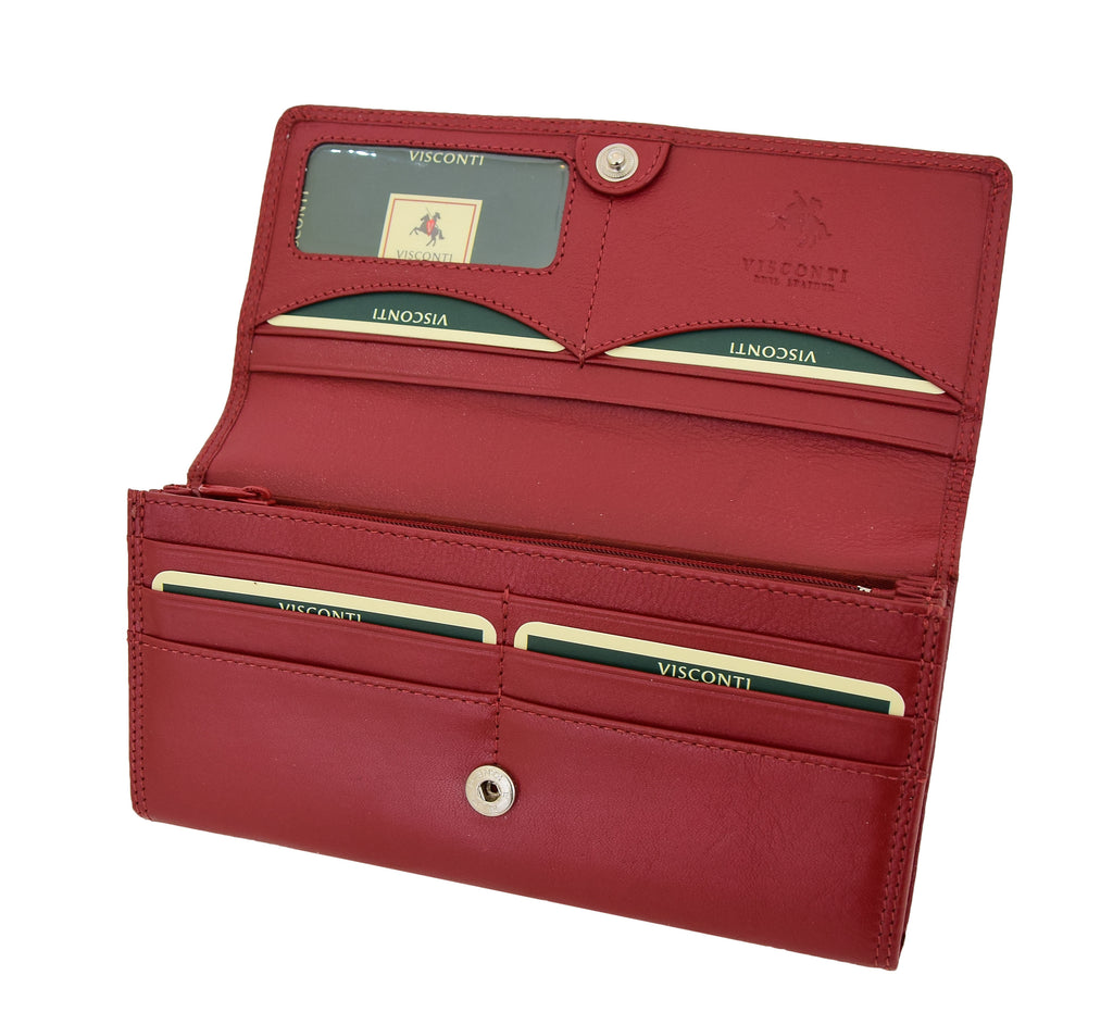 DR428 Women's Envelope Style Leather Purse Red 7