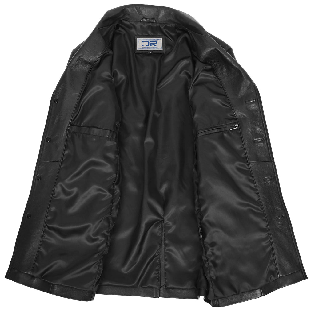 DR136 Men's Classic Safari Leather Jacket Black 9