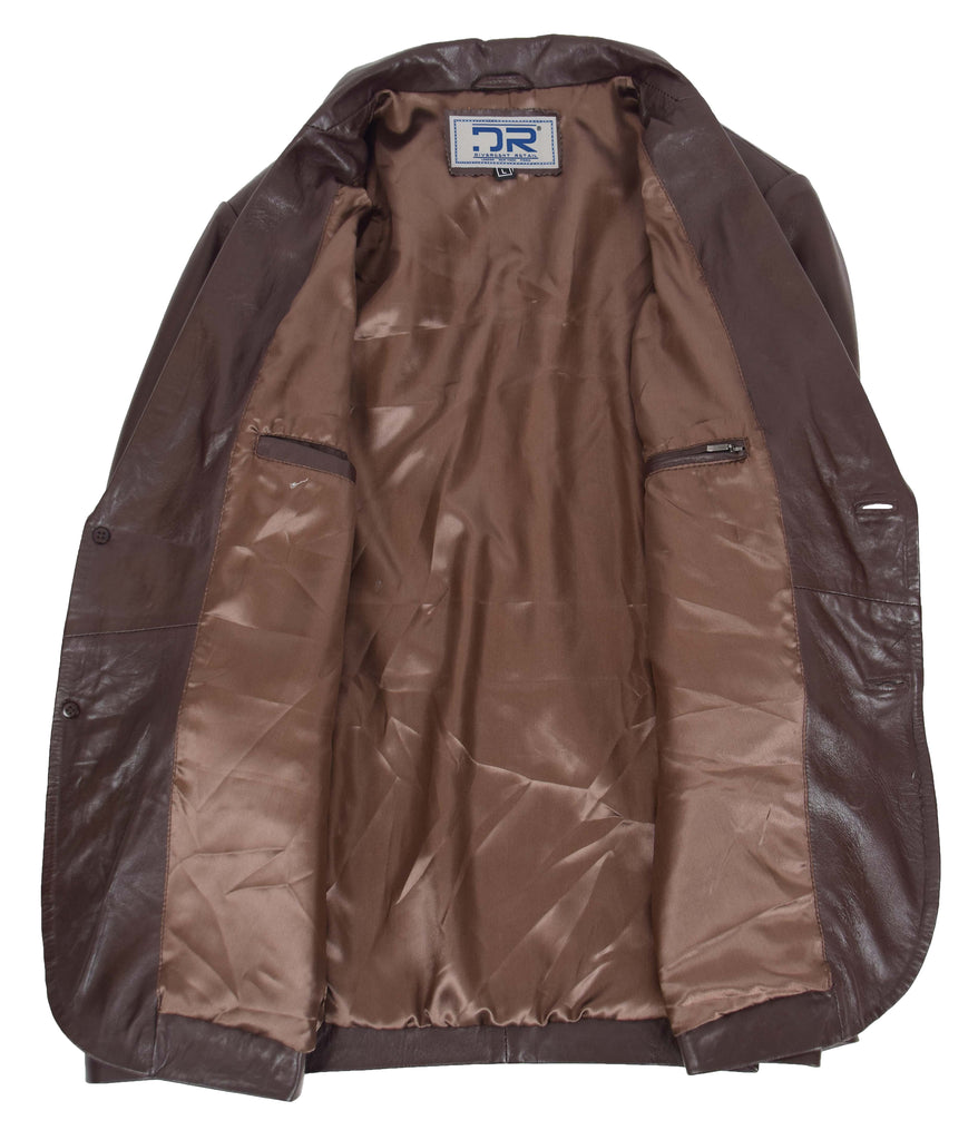 DR170 Men's Blazer Leather Jacket Brown 6