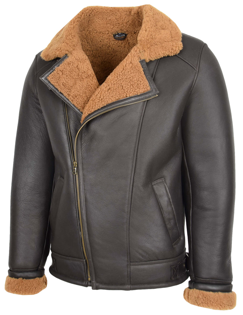 DR167 Men's Classic Sheepskin Leather Jacket Brown 6
