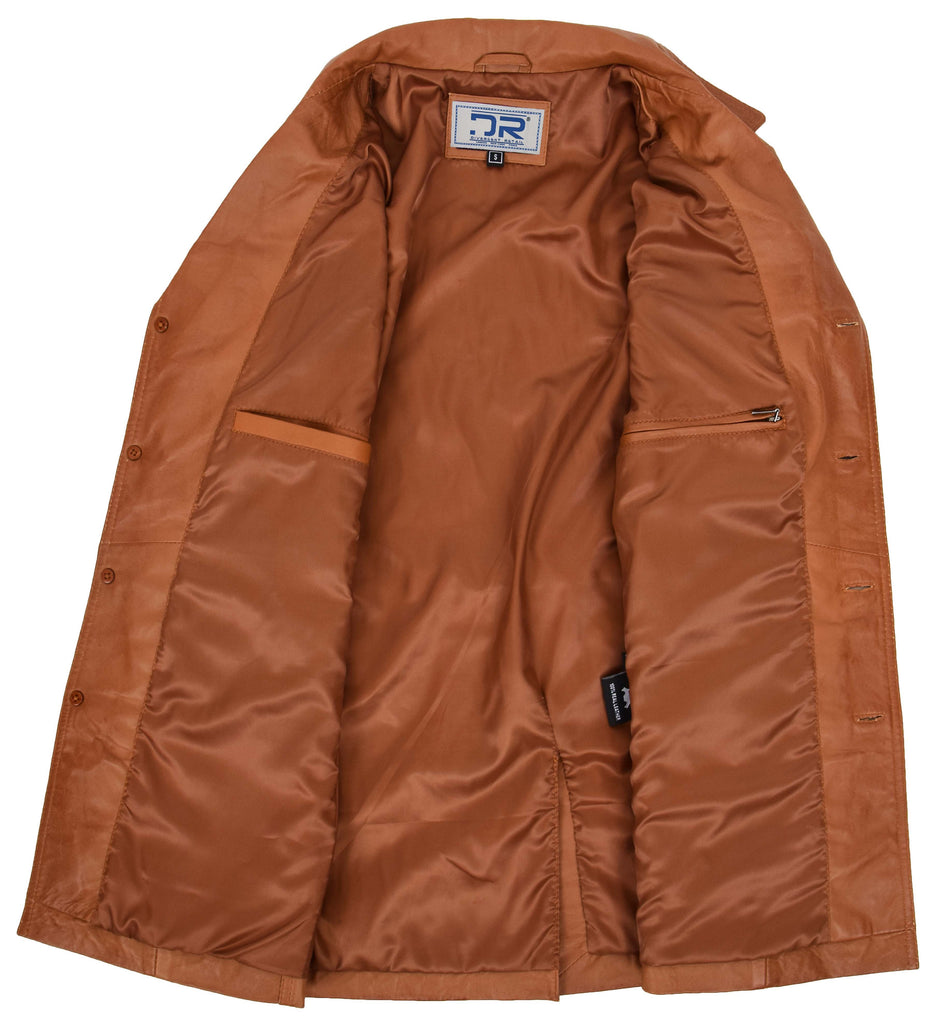 DR136 Men's Classic Safari Leather Jacket Tan 6