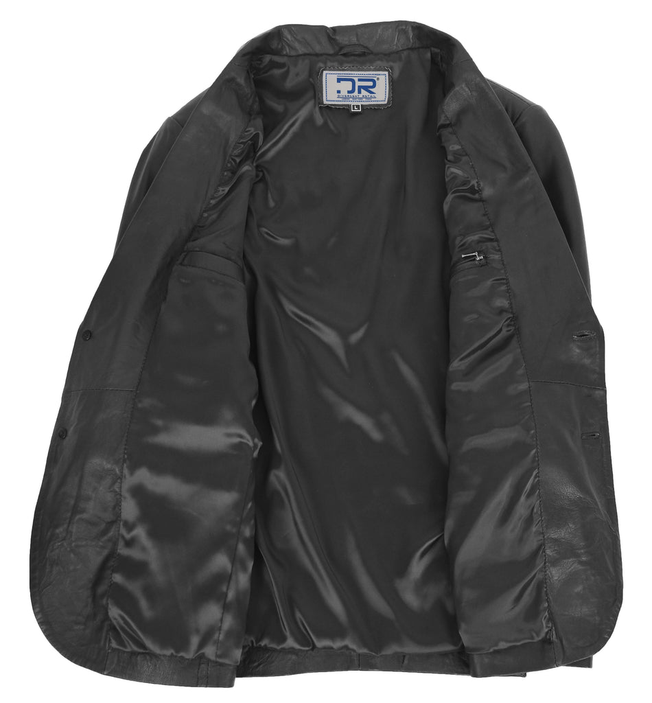 DR170 Men's Blazer Leather Jacket Black 6