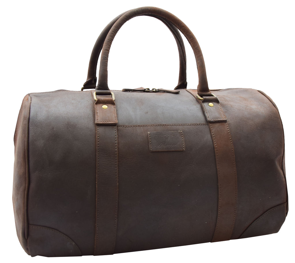 DR307 Genuine Leather Holdall Weekend Multi Use Duffle Bag Brown 6