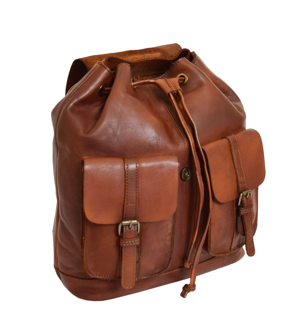 DR311 Italian Buffalo Retro Leather Rucksack Bag Backpack Tan 7