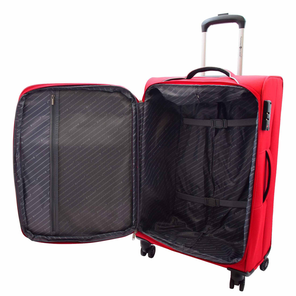 DR499 Lightweight Four Wheel Soft Luggage Suitcase TSA Lock Red 7