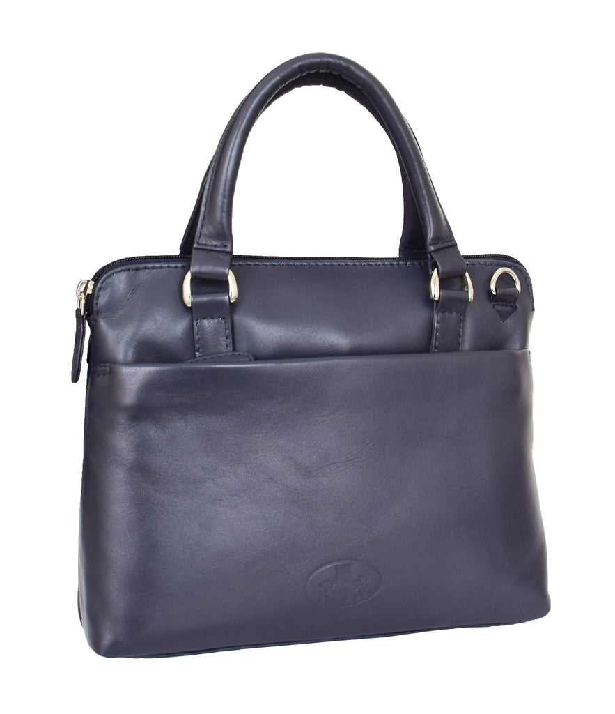 DR458 Women's Leather Small Tote Cross Body Bag Navy 6
