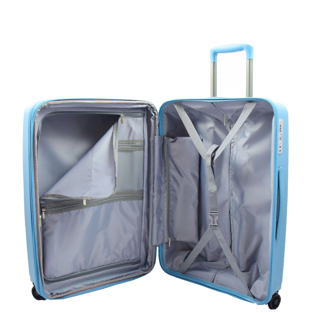 DR525 Expandable Hard Shell PP Luggage Travel Suitcase Bags with 4 Wheels Blue 7