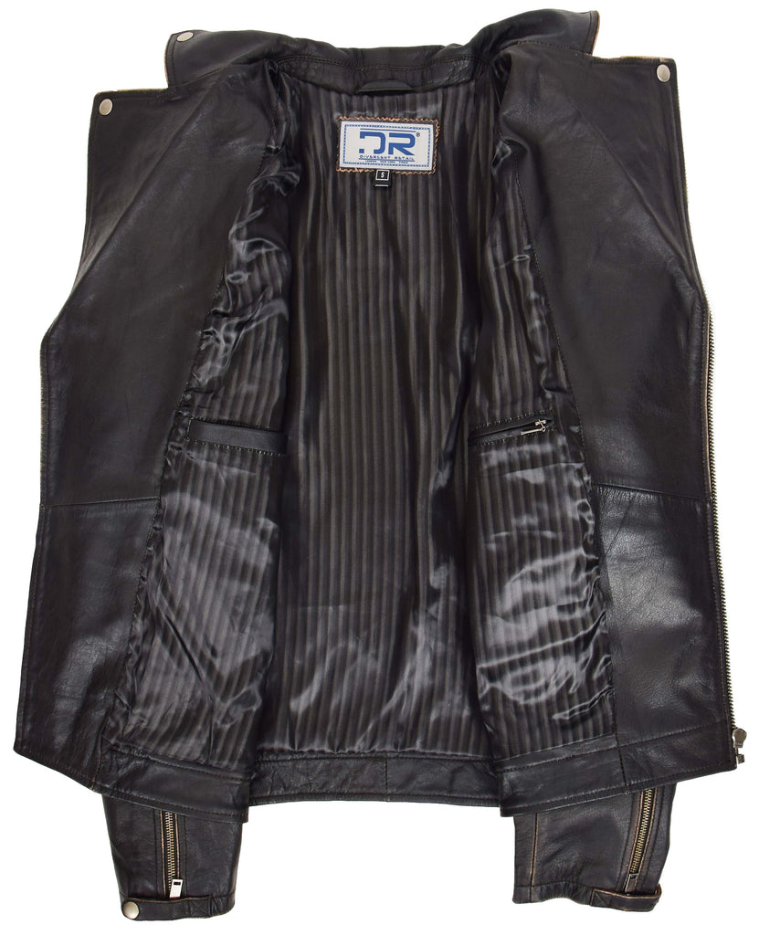 DR169 Men’s Real Leather Biker Jacket Rub Off 6