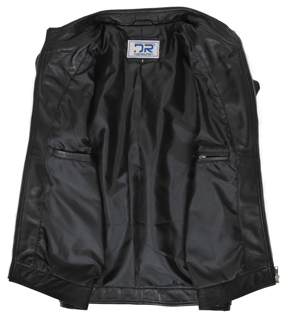 DR153 Men's Casual Biker Leather Jacket Black 7