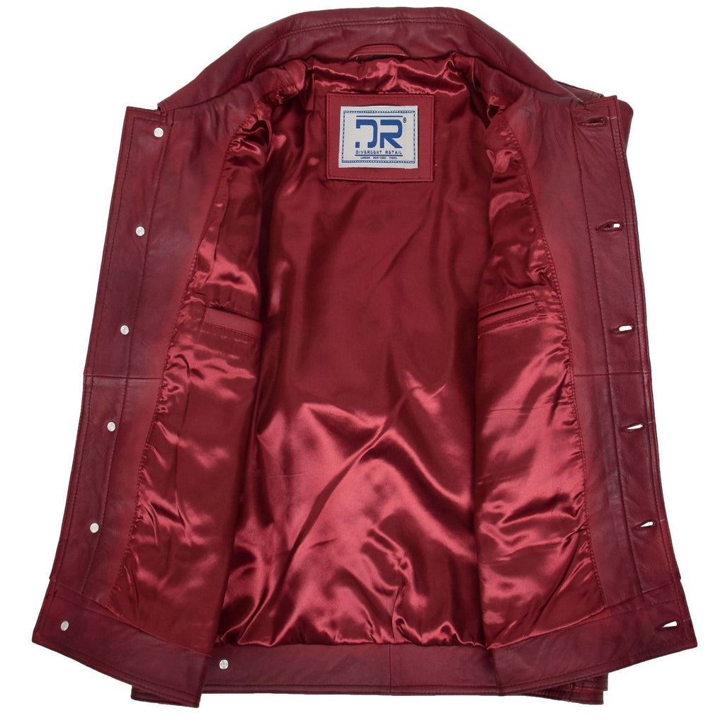 DR134 Men's Classic Short Leather Jacket Burgundy 6