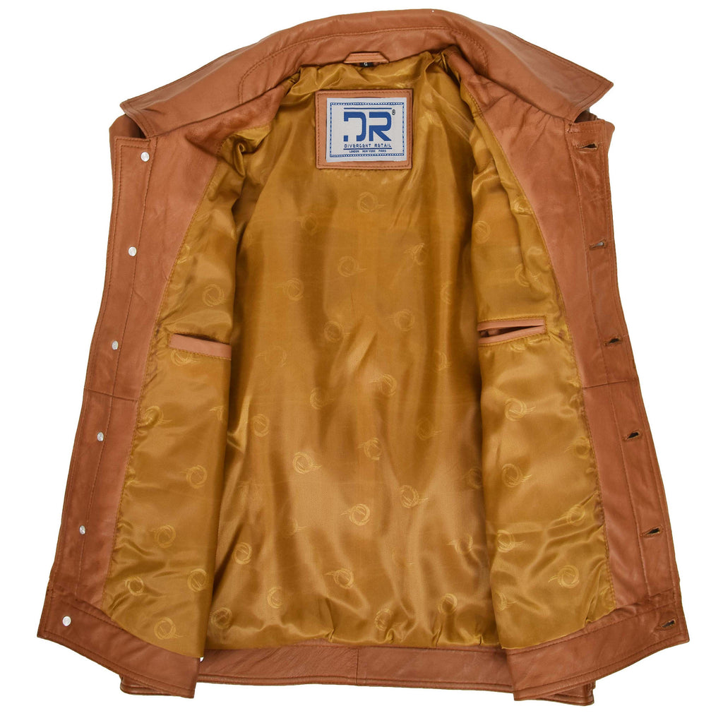 DR134 Men's Classic Short Leather Jacket Tan 5